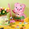 Small Pig Piñata Hawaiian Party Decorations Pink Pig Piñata with Blindfold Stick for Summer Hawaii Aloha Tropical Themed Birthday Party Supplies, 16.5 x 12.4 x 3.1 Inch